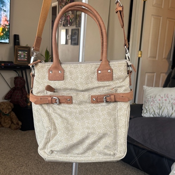 L.L. Bean Handbags - L.L.Bean Stylish Cream Handbag/ Tote  with Tan Accents